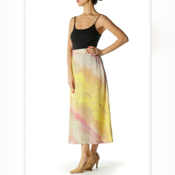 Zara Medium Multicolored Watercolor tie-dye Midi skirt Wearable Art Artsy - Picture 3 of 10